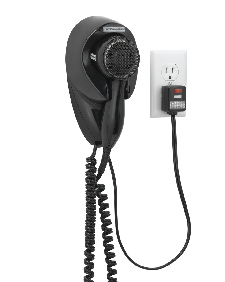 Hamilton Beach Hair Dryer, Wall Mount, w/ Nightlight, 1500W, Black