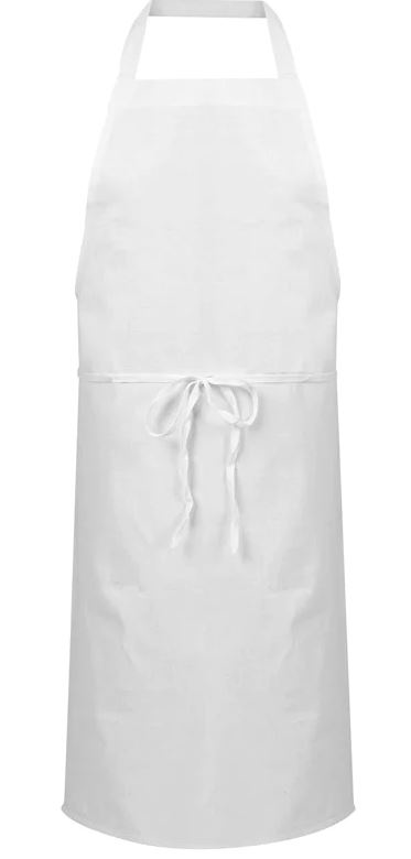 Aprons, 33x36 Bib Style, Poly/Cotton White