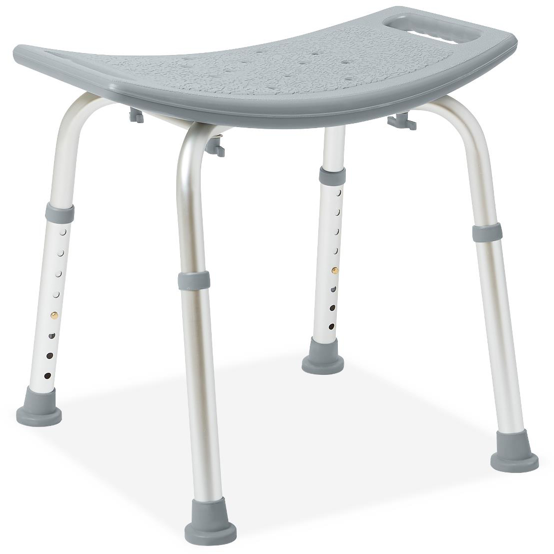 Shower Chair No Back, Aluminum, Gray