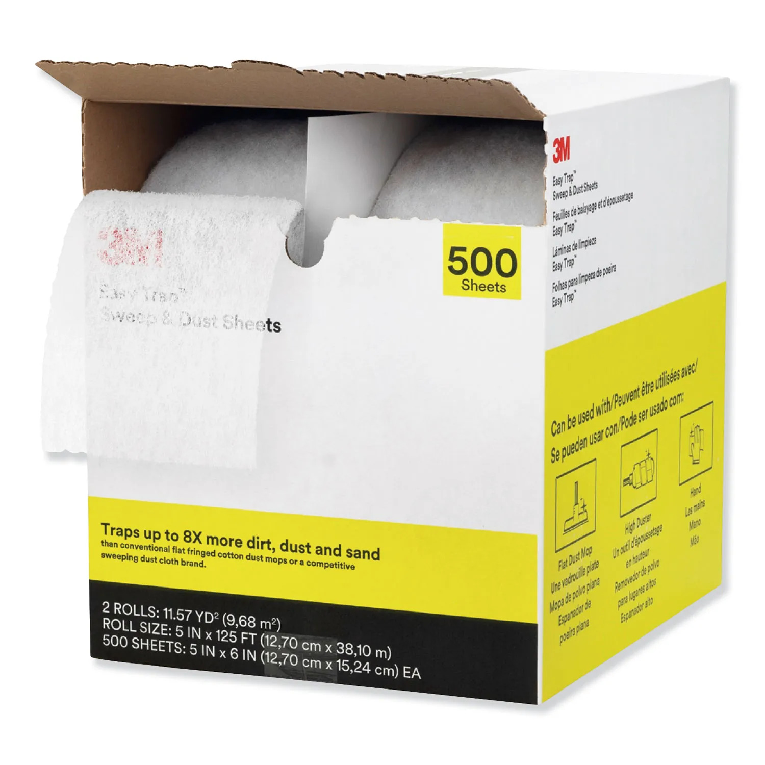 3M Easy Trap Duster Sheet Roll, 5"x6"x125', 2/CS