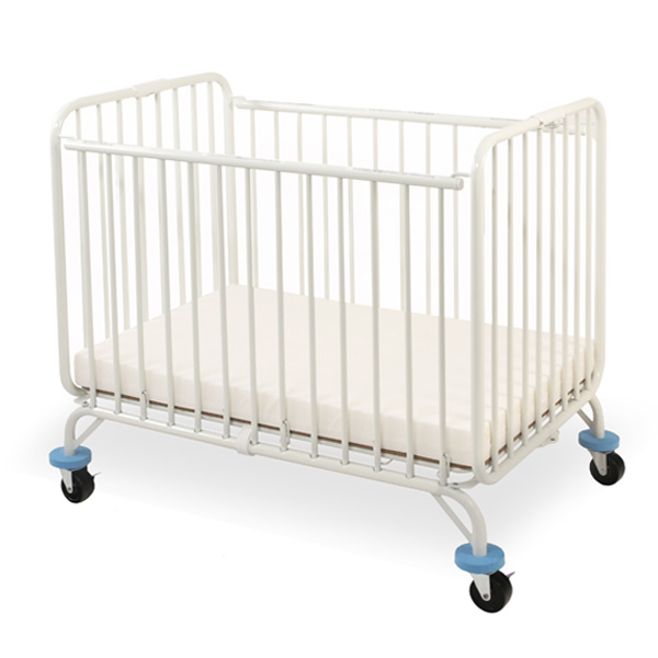 LA Baby, Crib, Holiday, Metal Folding, White Powder Coat, #82, w/ mattress