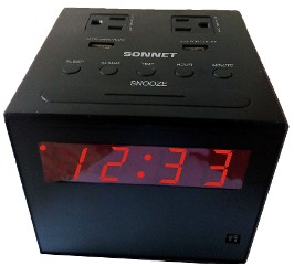 Sonnet, Clock Radio, 2 USB & 2 Outlets, Black