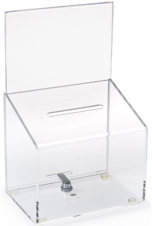 Acrylic Drop Box for Key Cards, w/ 6"x4" Header