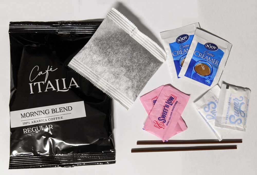 4 Cup Coffee Pods w/ Condiment Kit Combo, 120/CS