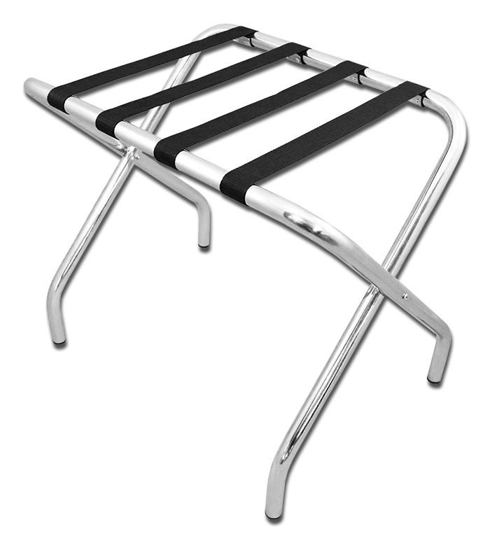 Luggage Rack, No Back, Chrome Finish w/ Straps
