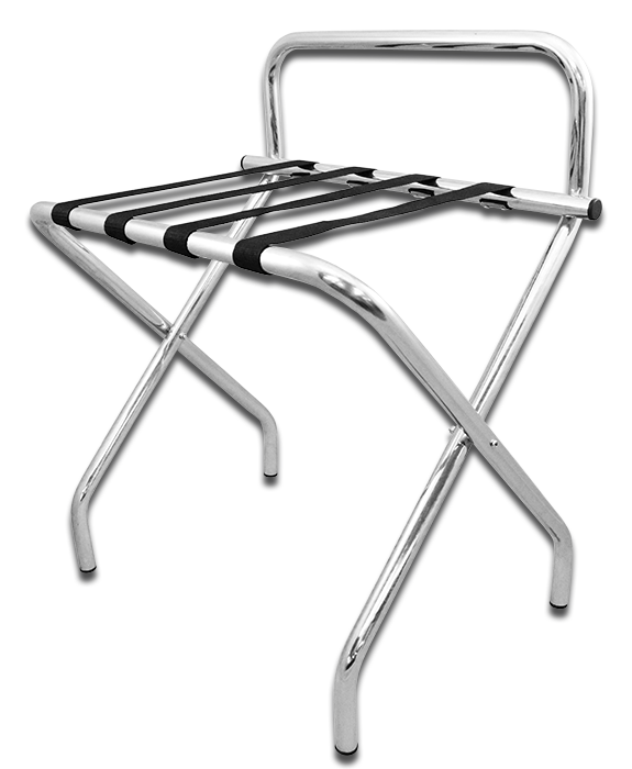 Luggage Rack, With Back, Chrome Finish w/ Straps