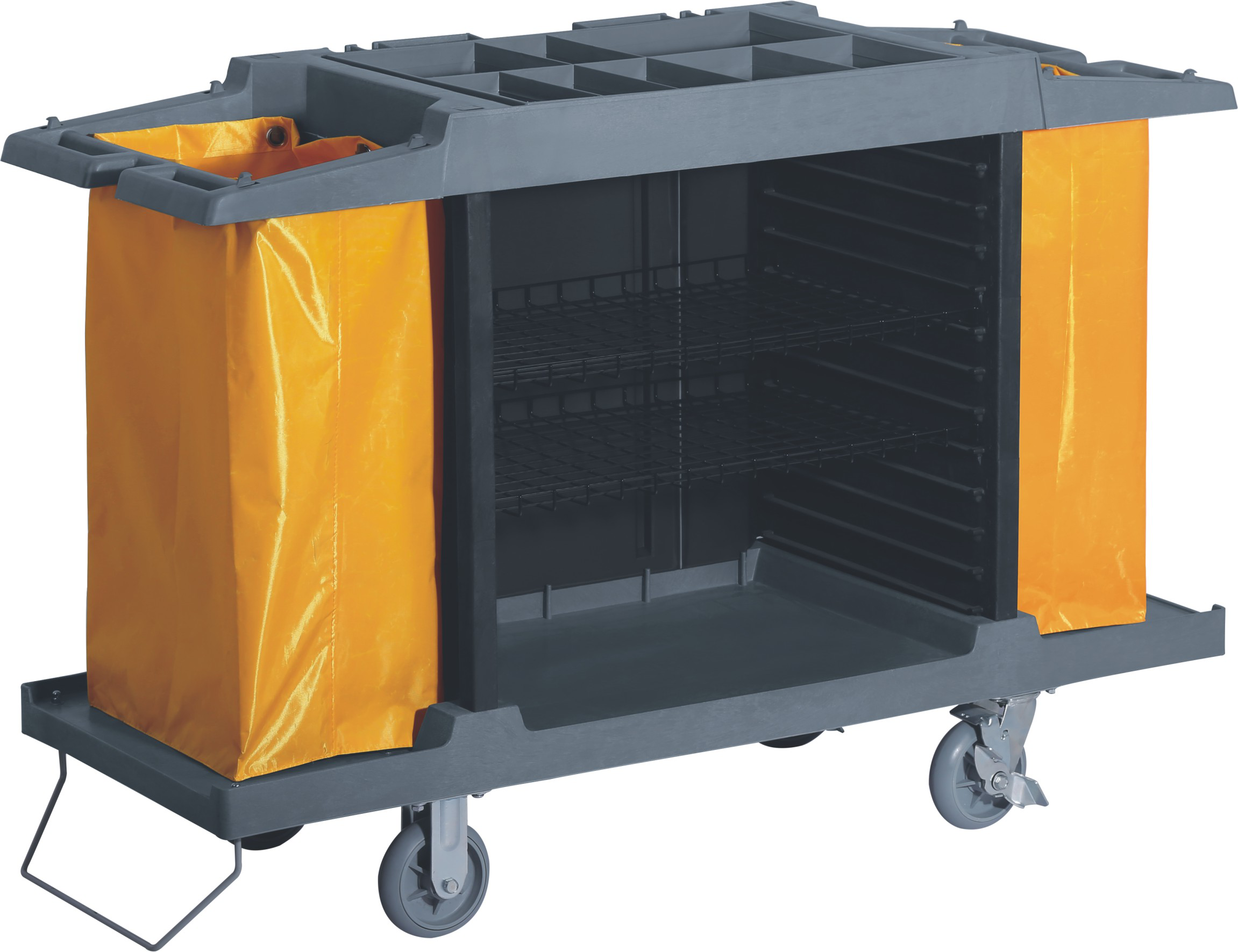 Housekeeping Cart, Standard Size, 2 Shelf, Gray