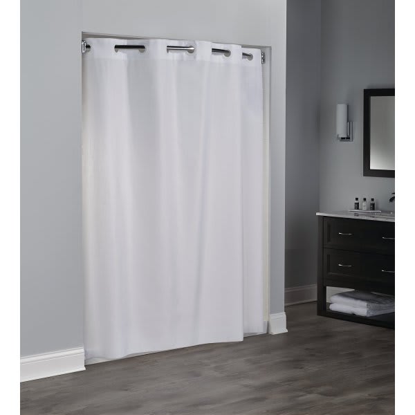 Shower Curtain, Hookless, Embossed Moire, 71x74, White