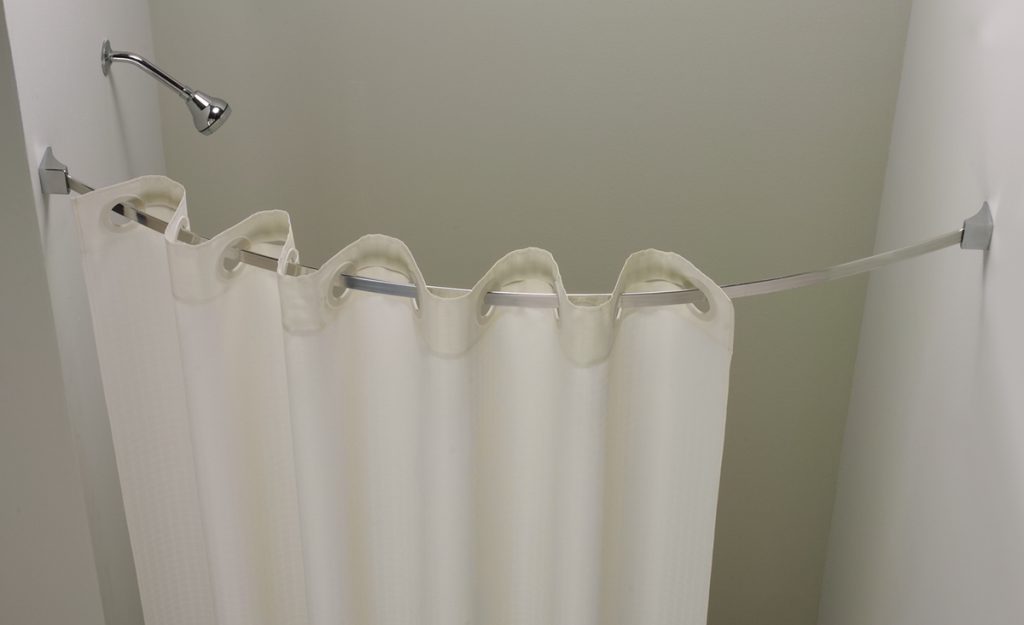 Flat, Crescent Arc Curved Shower Rod, 5 ft, Chrome Finish