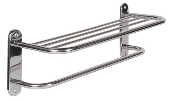 Towel Shelf, 24", Polished Stainless Steel, Round
