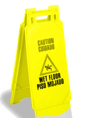 Floor Sign with Caution Wet Floor Imprint, 2-Sided, Easel
