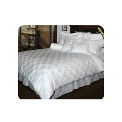 Pearl Duvet Cover, White Cotton/Poly Checkered, Zippered, King