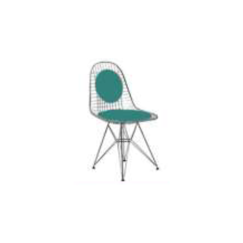 Howard Johnson Wire Frame Desk Chair w/ Turquoise Cushions GR-202-SG