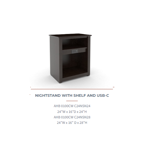 Quality Inn Classic  Night Stand with Drawer and USB -C Large
