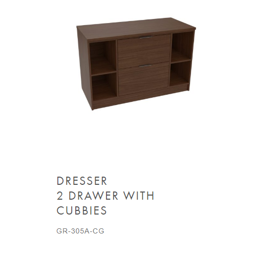 AmericInn Dresser 2 Drawer With Cubbies GR-305A-CG
