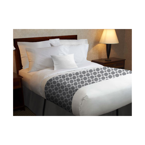 EL/RW/SB, 1888, Top Cover W/ Printed Bed Scarf, Grey Circles, King 114x120, 12/CS