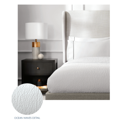 Sleep Inn, Decorative Top Sheet, Ocean Waves, King 112x94, White, 24/CS