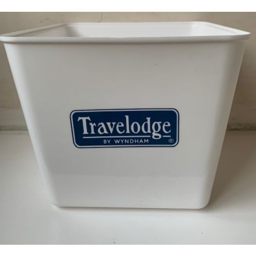 Travelodge, Ice Bucket, Square, White Plastic/Blue Logo, 3QT, 72/CS*