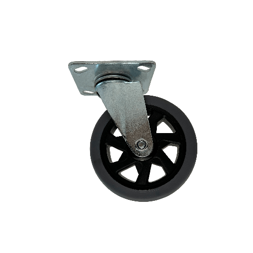 Luggage Cart Wheel Set, Solid Plastic, 2 Fixed/2 Swivel, 5.5" Dia