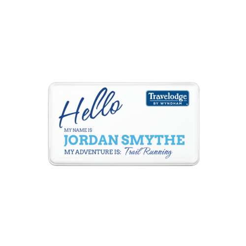 Name Tag Kit, Travelodge HELLO, w/ Pin & Logo, 10/CS