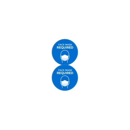 "Face Mask Required" Window Decal, 5" Round Blue, Weatherproof w/ Adhesive