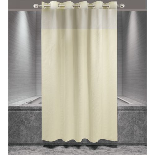Easy-Hook, Fabric, Shower Curtain, Window 72x77, Beige, No Liner