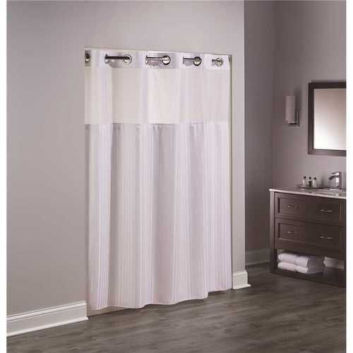 Shower Curtain, Hookless, Double H, w/ Liner, 71x77, White