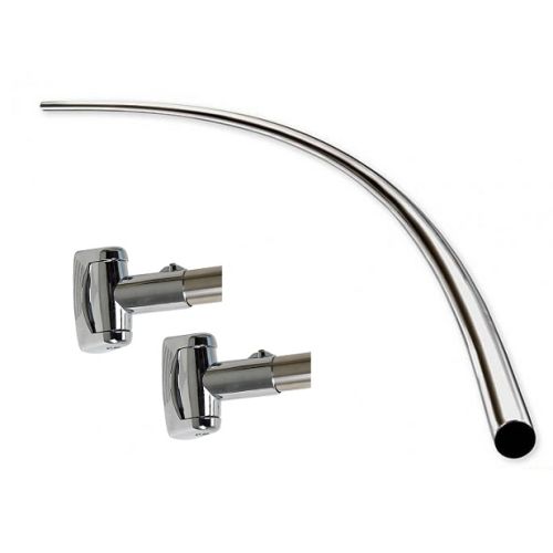 Curved Shower Rod, with Bracket, Round, Chrome, 5 ft