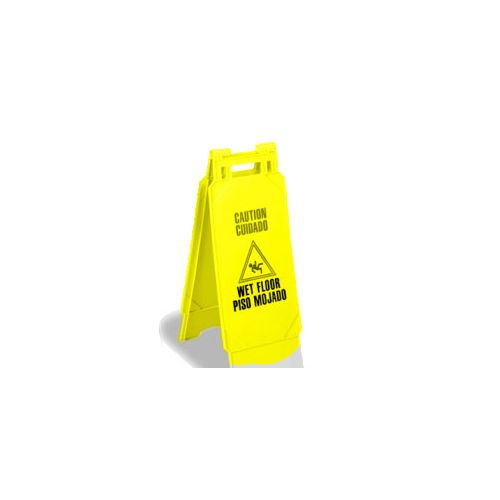 Floor Sign with Caution Wet Floor Imprint, 2-Sided, Easel