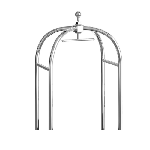 Luggage Cart Cage w/ Ball Top, Chrome, 41.30" x 24" x 65"