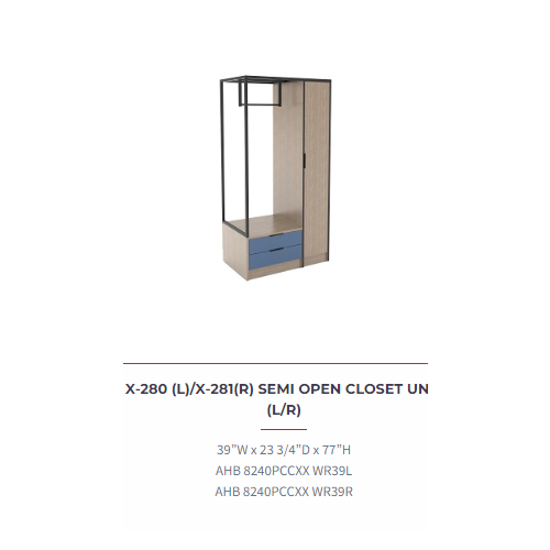  SEMI OPEN CLOSET UNIT (L/R) AHB 8240PCCXX WR39L
