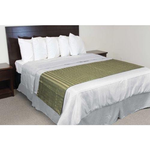 Olive Bed Scarf, King, 3 Border, 26x106