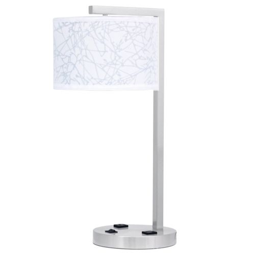 Mainstay Twin Table Lamp with 2 Outlets STX-2453TT