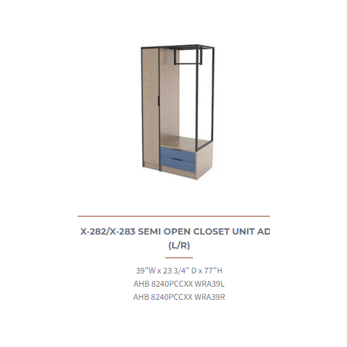 SEMI OPEN CLOSET UNIT ADA (L/R) AHB 8240PCCXX WRA39L