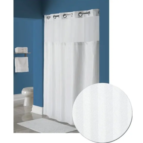 Wyndham Green, Shower Curtain, Double H, Herringbone, 71x77, w/ Liner