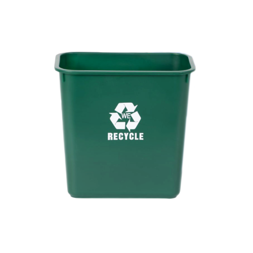 Wastebasket 8 QT, Green w/ White Recycling Logo, 12/CS