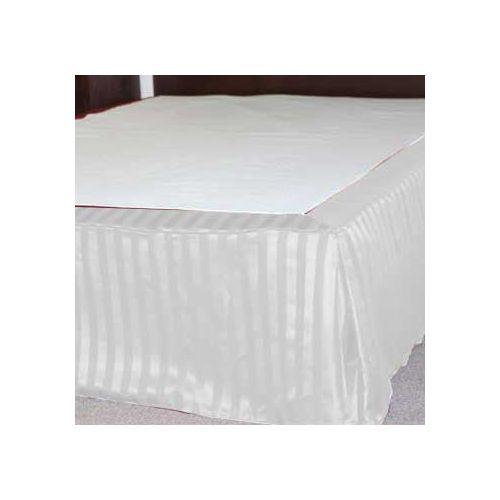 Bed Skirt, White, Poly Stripe, Full