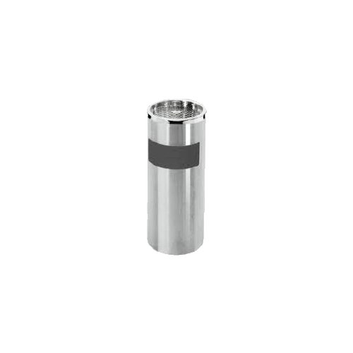 Steel Waste Receptacle , w/ Ash Tray, Stainlesss Steel, 25"H x 12" Dia