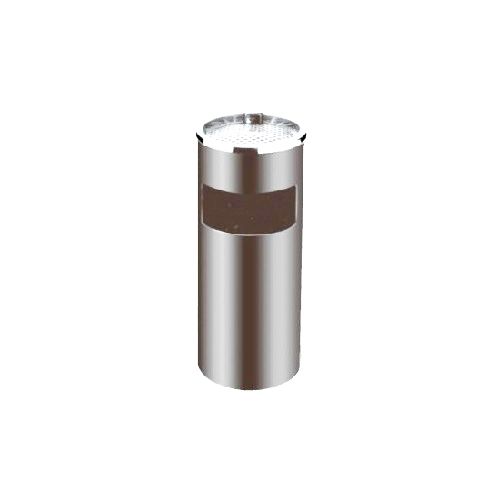 Steel Waste Receptacle , w/ Ash Tray, Black, 25"H x 12" Dia