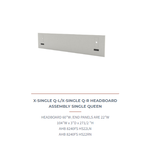 HEADBOARD ASSEMBLY SINGLE QUEEN X-227(l) x-228(R)