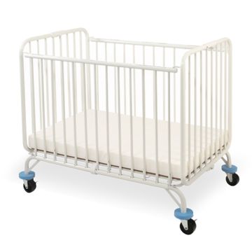 LA Baby, Crib, Holiday, Metal Folding, White Powder Coat, #82, w/ mattress