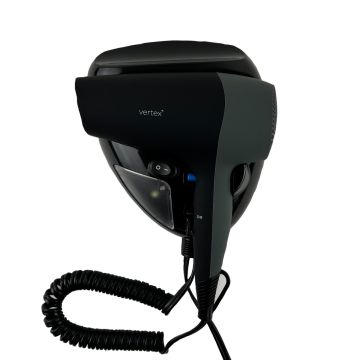 Vertex Lux Wall Mount Hair Dryer, 1875W, Black, Nightlight