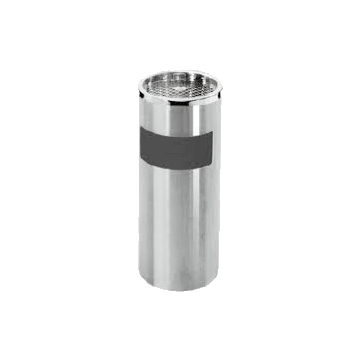 Steel Waste Receptacle , w/ Ash Tray, Stainlesss Steel, 25"H x 12" Dia