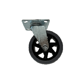 Luggage Cart Wheel Set, Solid Plastic, 2 Fixed/2 Swivel, 5.5" Dia