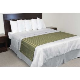 Olive Bed Scarf, King, 3 Border, 26x106