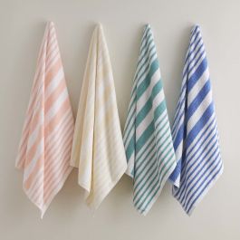 Martex Tropical Stripe Pool Towels, Peach Stripes
