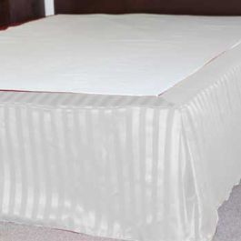 Bed Skirt, White, Poly Stripe, Full