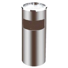 Steel Waste Receptacle , w/ Ash Tray, Black, 25"H x 12" Dia