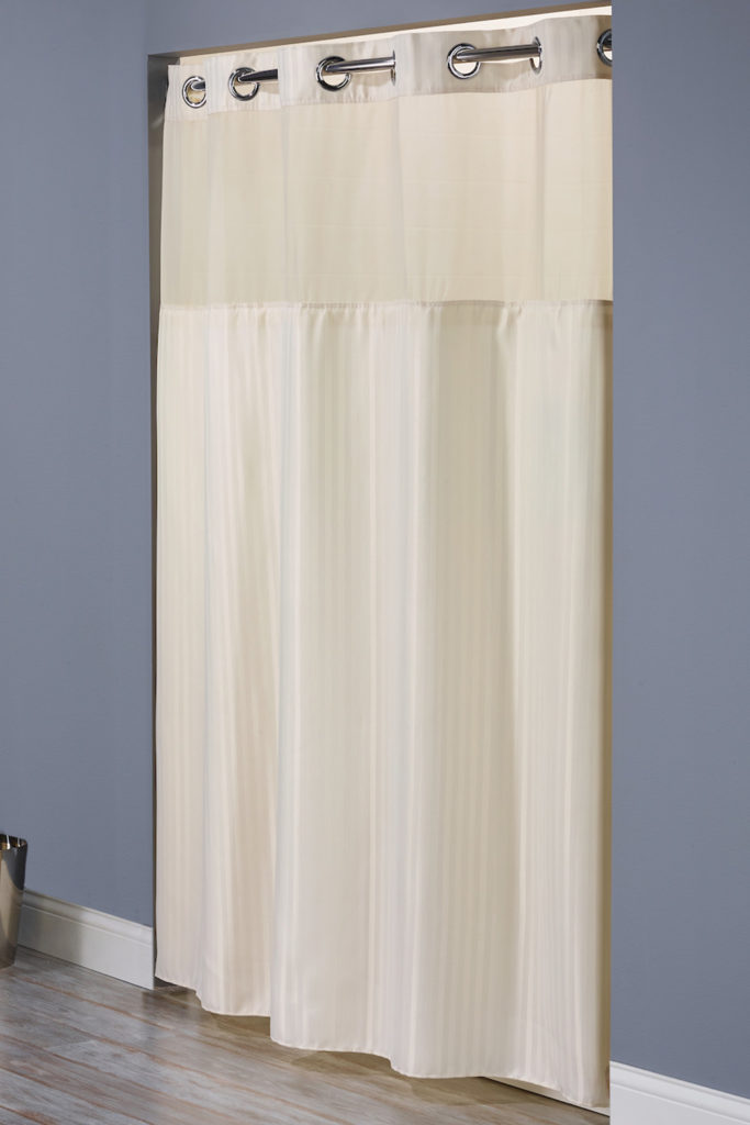 Shower Curtain, Hookless, Double H, w/ Liner, 71x77, Beige