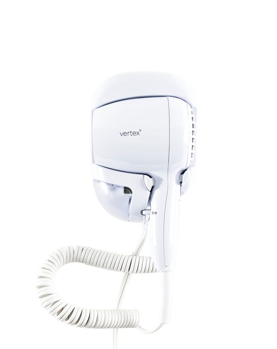 Vertex Wall Mount Hair Dryer, 1600W, Nightlight, White